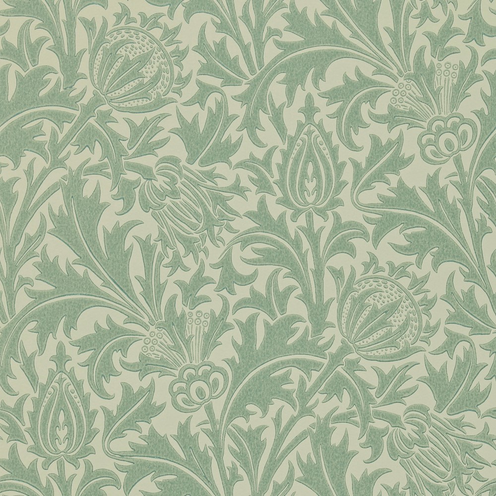 Thistle Wallpaper 105 by Morris & Co in Eggshell Ivory White